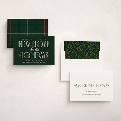 This is a evergreen non photo holiday cards with standard by Erin L. Wilson called hearth printing on signature in standard