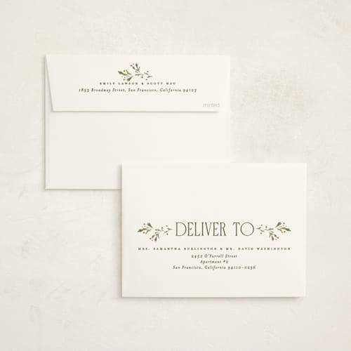 This is a festive non photo holiday cards with standard by Erin L. Wilson called hearth printing on signature in standard