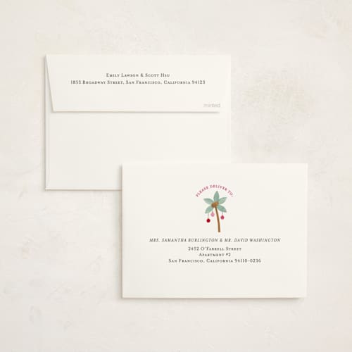 This is a hibiscus non photo holiday cards with standard by Sarah Knight called beach santa printing on signature in standard