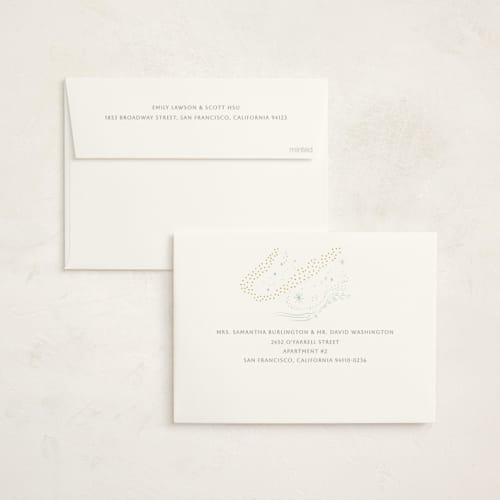 This is a indigo non photo holiday cards with standard by Eve Schultz called winter pastoral printing on signature in standard