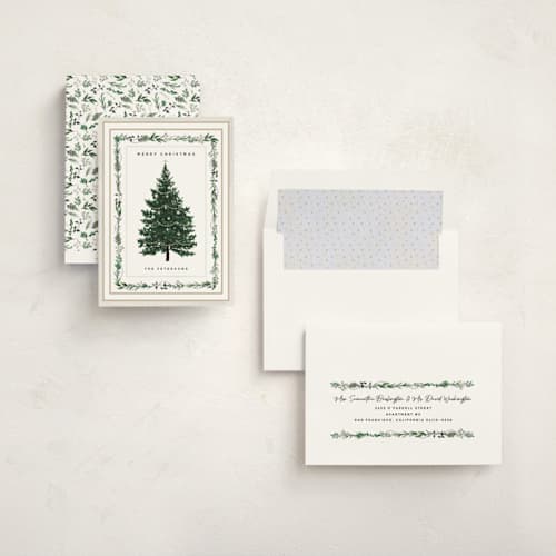 This is a frost non photo holiday cards with standard by Susan Moyal called decorated christmas printing on signature in standard