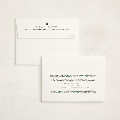 This is a frost non photo holiday cards with standard by Susan Moyal called decorated christmas printing on signature in standard