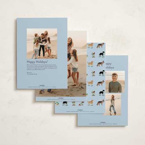 This is a ice non photo holiday cards with standard by tara berg called holiday dogs printing on signature in standard