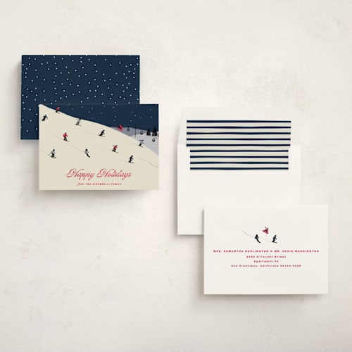 This is a midnight non photo holiday cards with standard by Kampai Designs called ski season printing on signature in standard