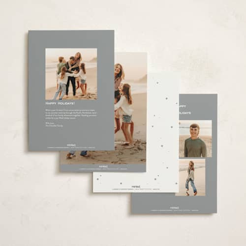 This is a snowflake non photo holiday cards with standard by Leia Matt called holiday spin printing on signature in standard