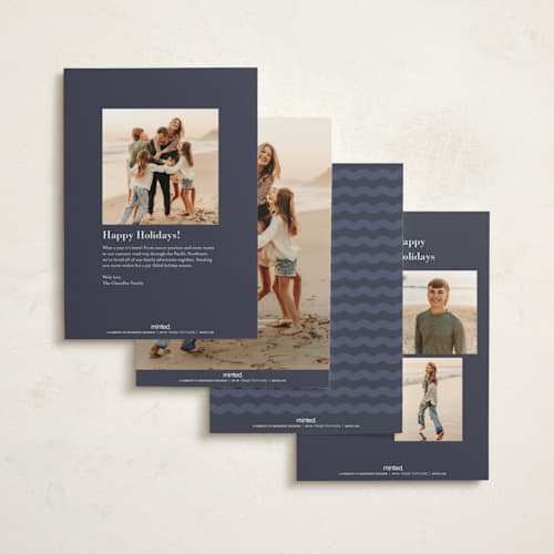 This is a starry night non photo holiday cards with standard by Carrie Moradi called headline printing on signature in standard