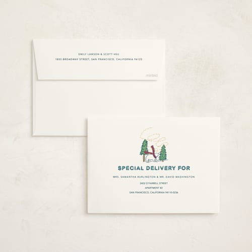 This is a polar plunge non photo holiday cards with standard by Lauren Jinhee called snow globe printing on signature in standard