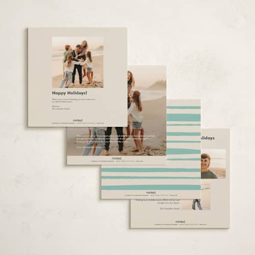 This is a seafoam non photo holiday cards with standard by Megan Davis called chill printing on signature in standard