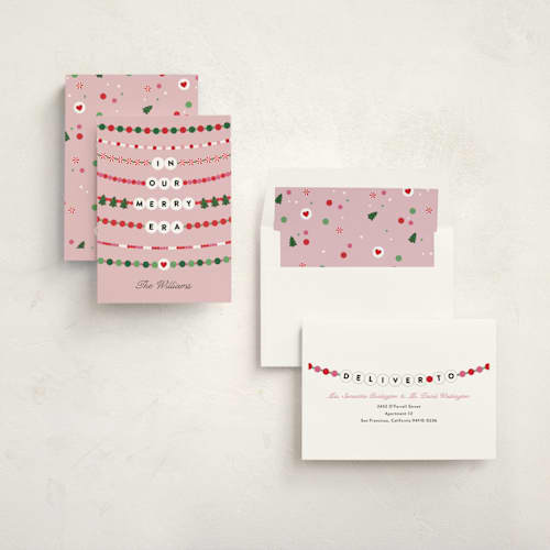 This is a bubblegum non photo holiday cards with standard by Pixel and Hank called merry era printing on signature in standard