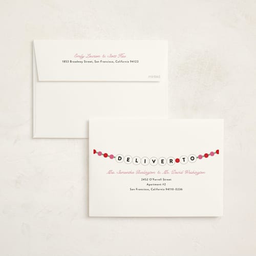 This is a bubblegum non photo holiday cards with standard by Pixel and Hank called merry era printing on signature in standard