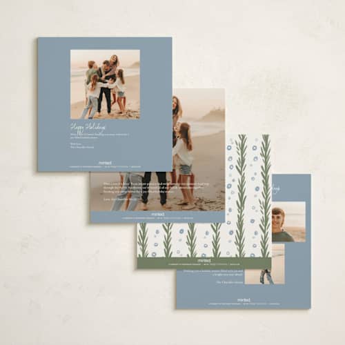 This is a blue spruce non photo holiday cards with standard by Creo Study called handmade wreath printing on signature in standard