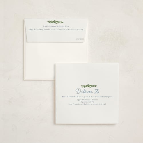 This is a blue spruce non photo holiday cards with standard by Creo Study called handmade wreath printing on signature in standard