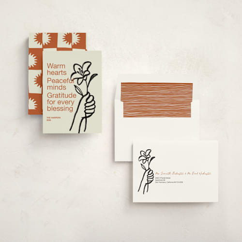 This is a cinnamon non photo holiday cards with standard by Annie Clark called offering printing on signature in standard