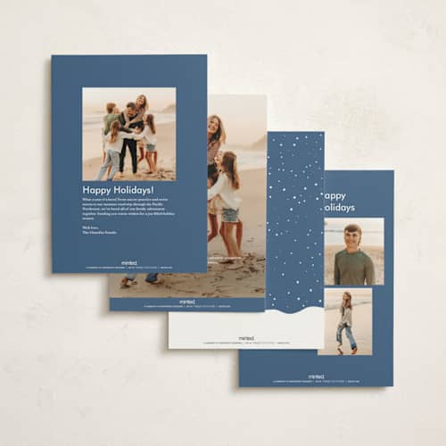 This is a winter dusk non photo holiday cards with standard by Eve Schultz called peace on earth printing on signature in standard