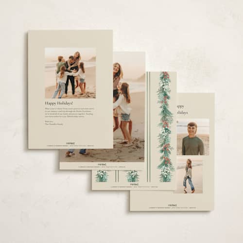 This is a vanilla non photo holiday cards with standard by frau brandt called natural wreath printing on signature in standard