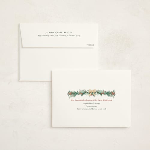 This is a vanilla non photo holiday cards with standard by frau brandt called natural wreath printing on signature in standard