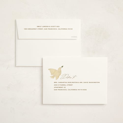 This is a twilight non photo holiday cards with standard by Creo Study called peace dove printing on signature in standard
