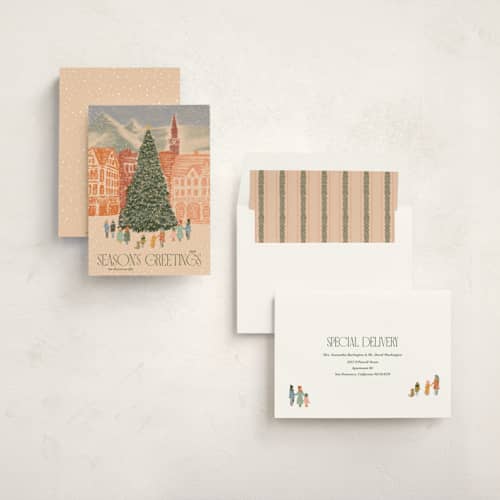 This is a cider non photo holiday cards with standard by Jenna Holcomb called gathering printing on signature in standard