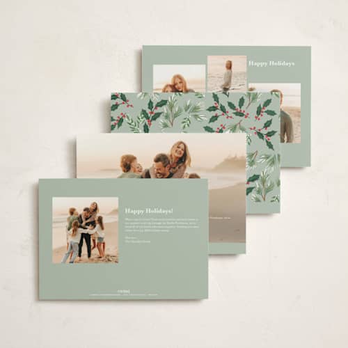 This is a mint non photo holiday cards with standard by Rebecca Durflinger called a very merry christmas botanicals printing on signature in standard