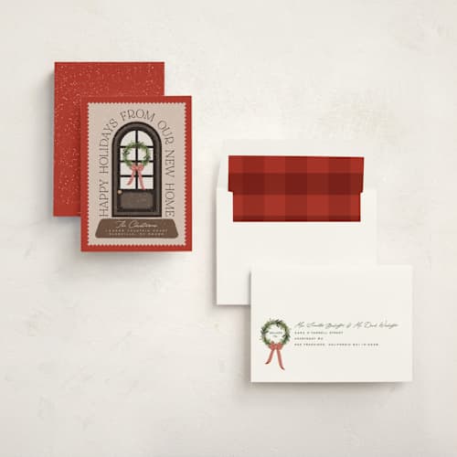 This is a holly non photo holiday cards with standard by Erin L. Wilson called home printing on signature in standard