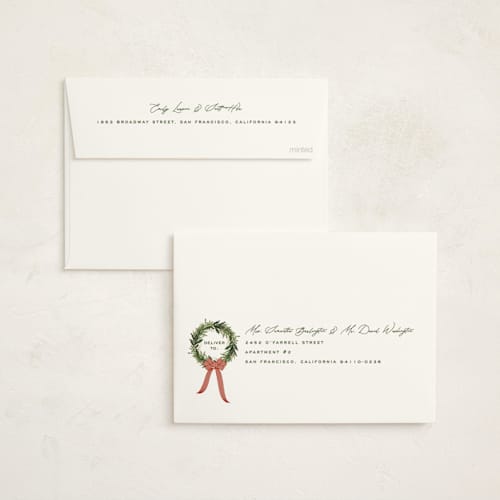 This is a holly non photo holiday cards with standard by Erin L. Wilson called home printing on signature in standard