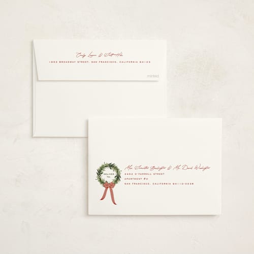 This is a festive non photo holiday cards with standard by Erin L. Wilson called home printing on signature in standard