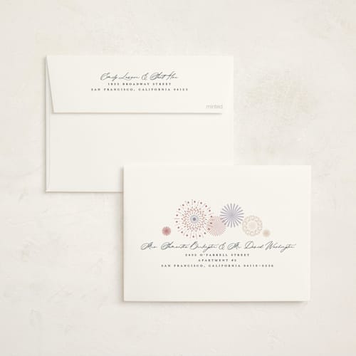 This is a twilight non photo holiday cards with standard by Kamala Nahas called fancy fireworks printing on signature in standard