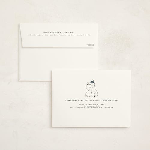 This is a glacier non photo holiday cards with standard by Lauren Jinhee called polar parade printing on signature in standard