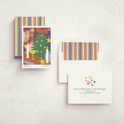This is a plum non photo holiday cards with standard by Inkblot Design called cut paper party printing on signature in standard