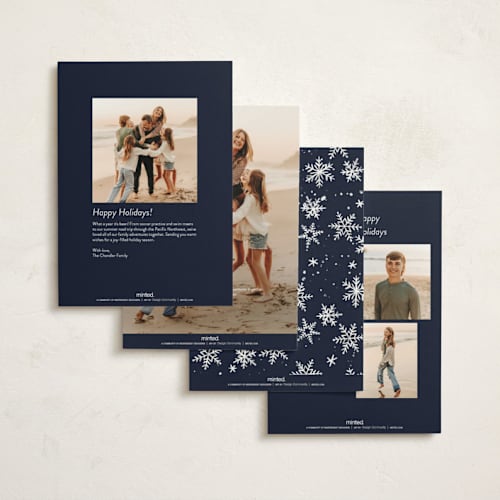This is a navy non photo holiday cards with standard by Alethea and Ruth called christmas night in the city printing on signature in standard