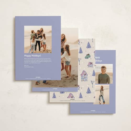 This is a winter spruce non photo holiday cards with standard by Cass Loh called snowy village drive printing on signature in standard