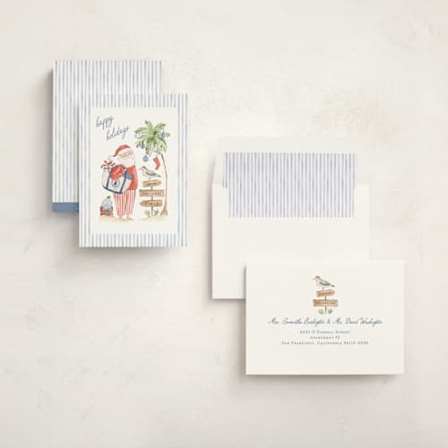This is a lighthouse non photo holiday cards with standard by Sarah Knight called coastal delivery printing on signature in standard