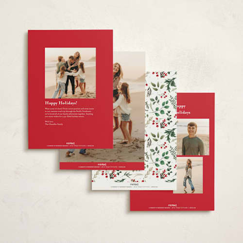 This is a snow non photo holiday cards with standard by Susan Moyal called festive holiday printing on signature in standard