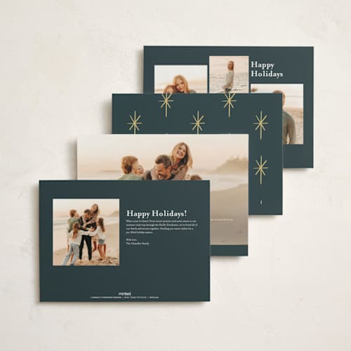 This is a midnight non photo holiday cards with standard by Rebecca Durflinger called nativity printing on signature in standard