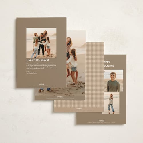 This is a cinnamon non photo holiday cards with standard by Ellen Schlegelmilch called gingham layers printing on signature in standard