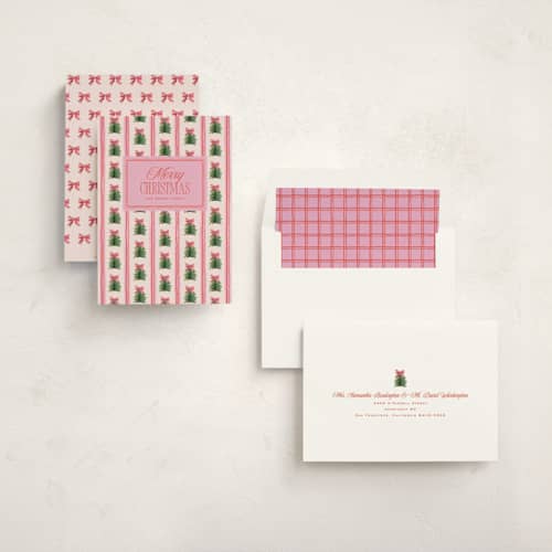 This is a strawberry non photo holiday cards with standard by Claudia Orengo called preppy memories printing on signature in standard