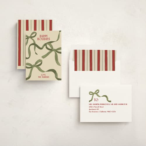 This is a stocking non photo holiday cards with standard by Creo Study called wrapped printing on signature in standard
