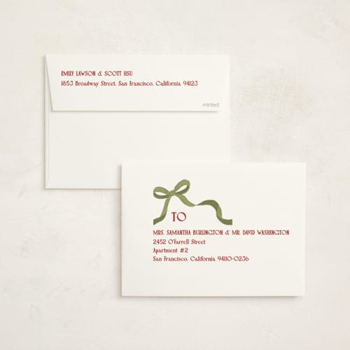 This is a stocking non photo holiday cards with standard by Creo Study called wrapped printing on signature in standard