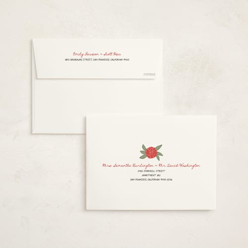 This is a candied apple non photo holiday cards with standard by Kareliz Studio called carnationspattern printing on signature in standard