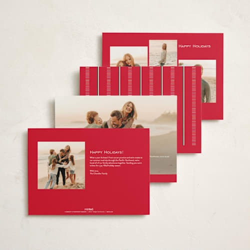This is a stocking non photo holiday cards with standard by Owl and Toad called festive outlines printing on signature in standard