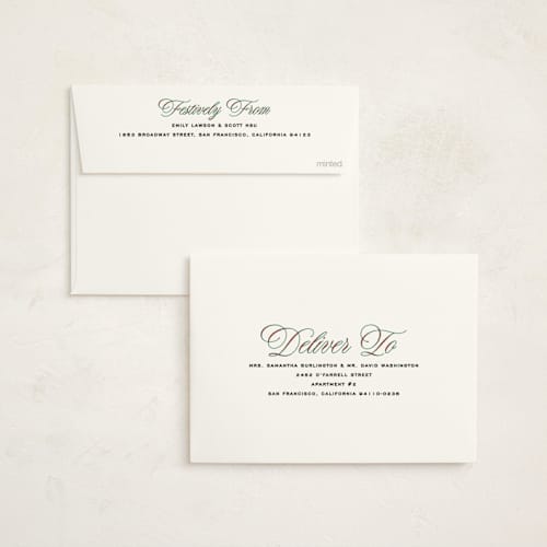 This is a stocking non photo holiday cards with standard by Owl and Toad called festive outlines printing on signature in standard