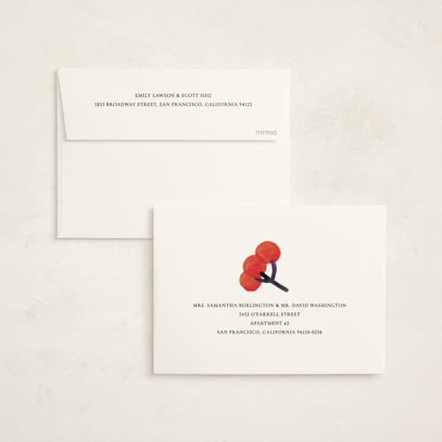 This is a lingonberry non photo holiday cards with standard by Sumak Studio called berries printing on signature in standard