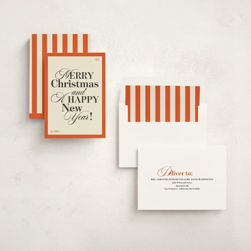 This is a santa non photo holiday cards with standard by Sumak Studio called modern typography printing on signature in standard