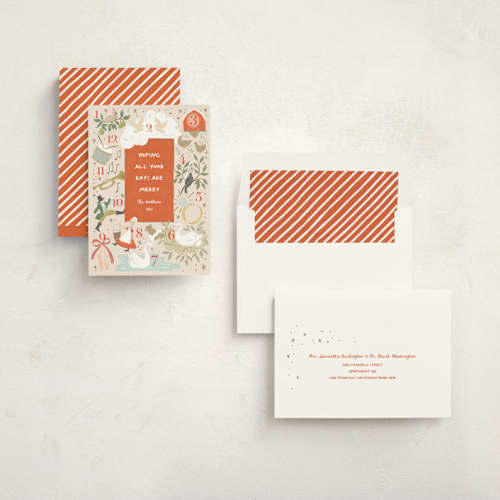 This is a persimmon non photo holiday cards with standard by Leah Bisch called counting the days printing on signature in standard