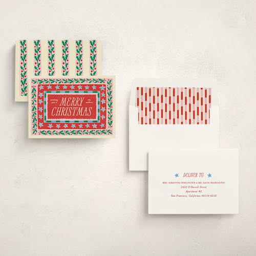 This is a peppermint non photo holiday cards with standard by Pati Cascino called hollis printing on signature in standard