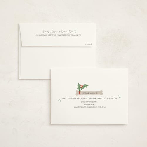 This is a winter non photo holiday cards with standard by menci zaga called furry christmas printing on signature in standard