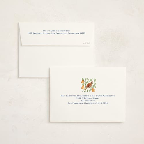 This is a goose egg non photo holiday cards with standard by Sarah Knight called 12 days of christmas stamps printing on signature in standard
