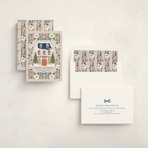 This is a winter rose non photo holiday cards with standard by Petra Kern called little housey printing on signature in standard
