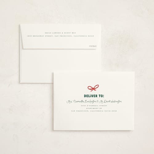 This is a elf shoes non photo holiday cards with standard by Teju Reval called festive home printing on signature in standard
