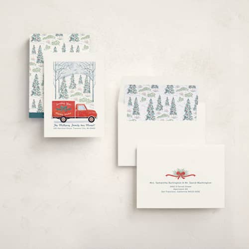 This is a pomegranate non photo holiday cards with standard by Paper Sun Studio called moving along printing on signature in standard